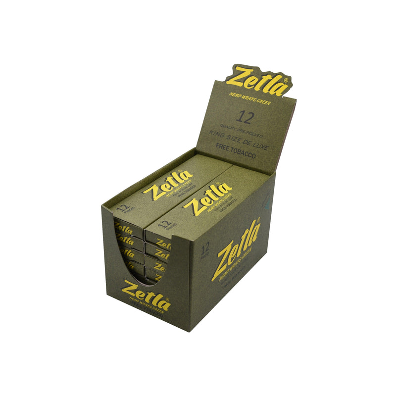 Zetla Pre Rolled Cones Hemp Wraps Green Natural King Size Deluxe 12/14 - ABK Europe | Your Partner in Smoking