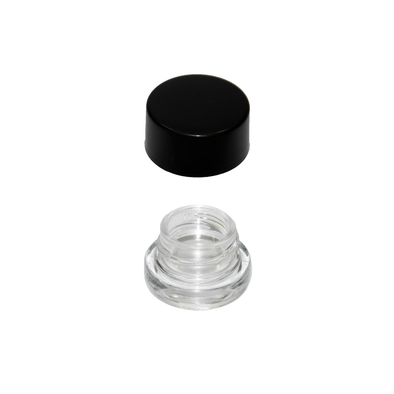 5 ML Round Glass Jar Child Resistant Black Lid Per 504 Pcs