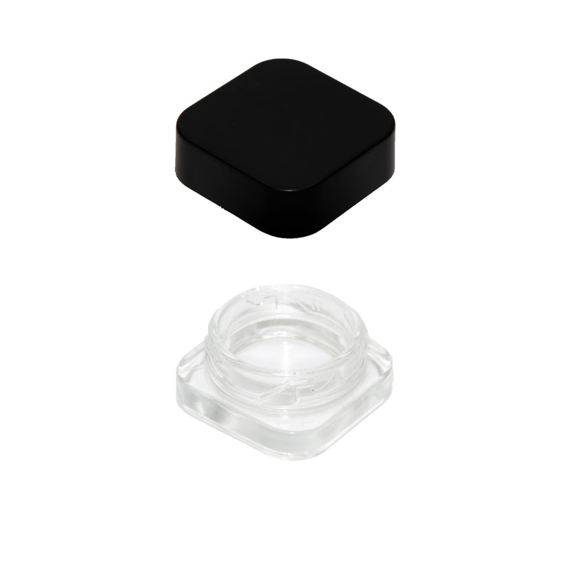 9 ML Square Glass JAR Child Resistant Black Lid Per 300 Pcs