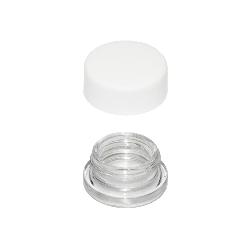 9 ML Round Glass JAR Child Resistant White Lid Per 300 Pcs