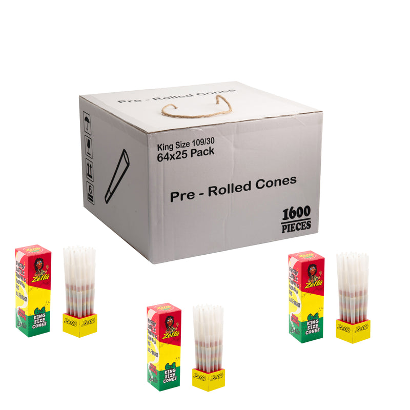 Pre-Rolled Cones Zetla Rasta De Luxe Size (64 Pcs)