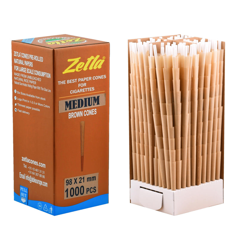 Pre-Rolled Cones Zetla Brown Medium (1000 Pcs) - ABK Europe | Your Partner in Smoking