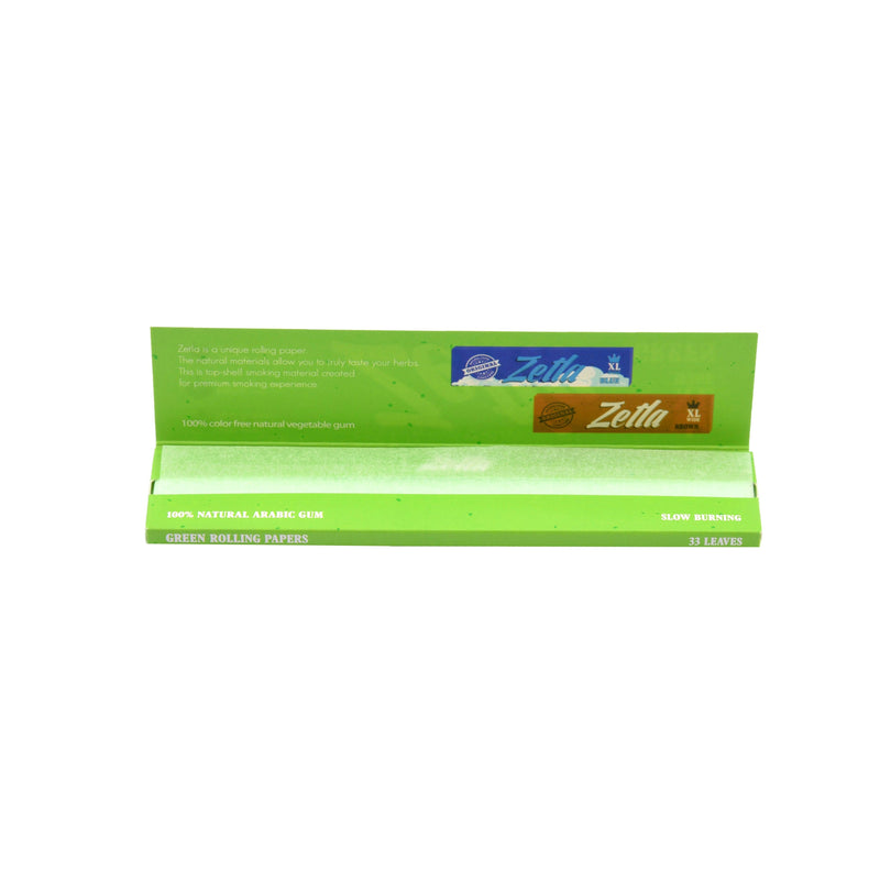 Zetla Rolling Papers Green XL Size Wide (50 Packs) - ABK Europe | Your Partner in Smoking