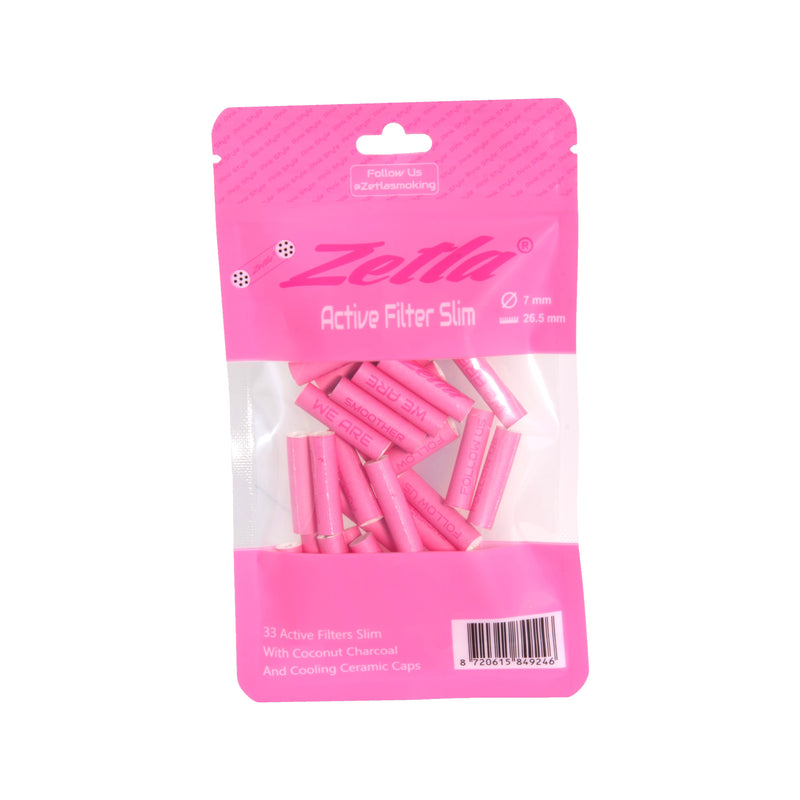 ZETLA ACTIVE FILTER SLIM PINK ( 33 Filters Per 1 Pack / Display 10 Packs )
