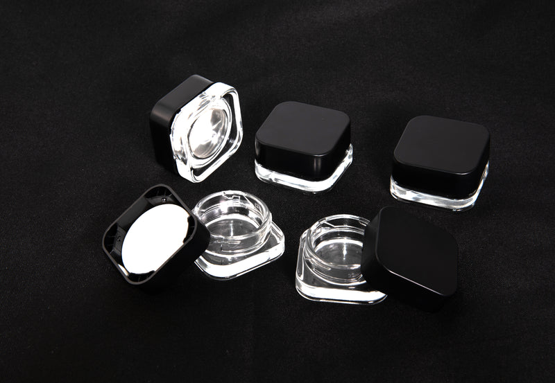 9 ML Square Glass JAR Child Resistant Black Lid Per 300 Pcs