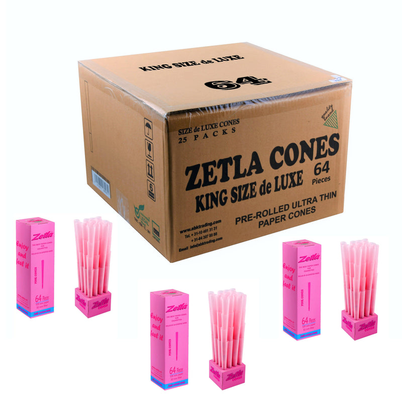Pre-Rolled Cones Zetla Pink De Luxe Size (64 Pcs)