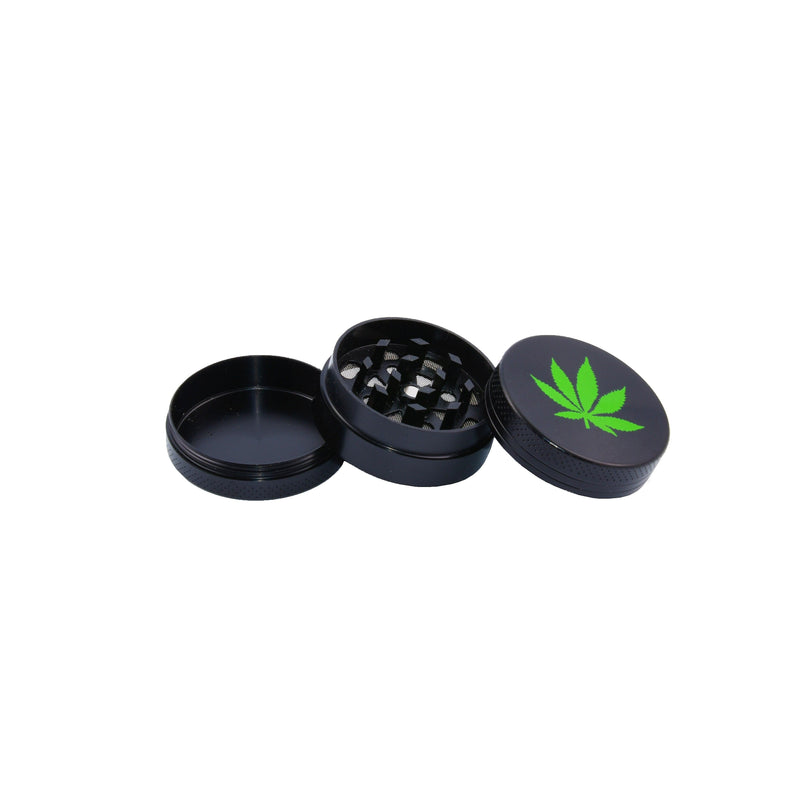 Aluminium Grinders Grass Leaf 3 Parts ( Art.nr.1591 ) - ABK Europe | Your Partner in Smoking