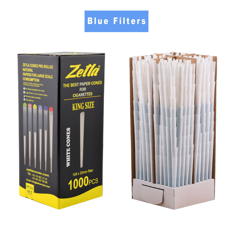 Pre-Rolled Cones Zetla King Size With Blue Filters (1000 Pcs)