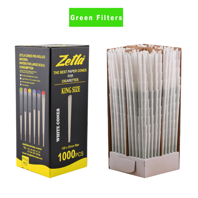 Pre-Rolled Cones Zetla King Size With Green Filters (1000 Pcs)