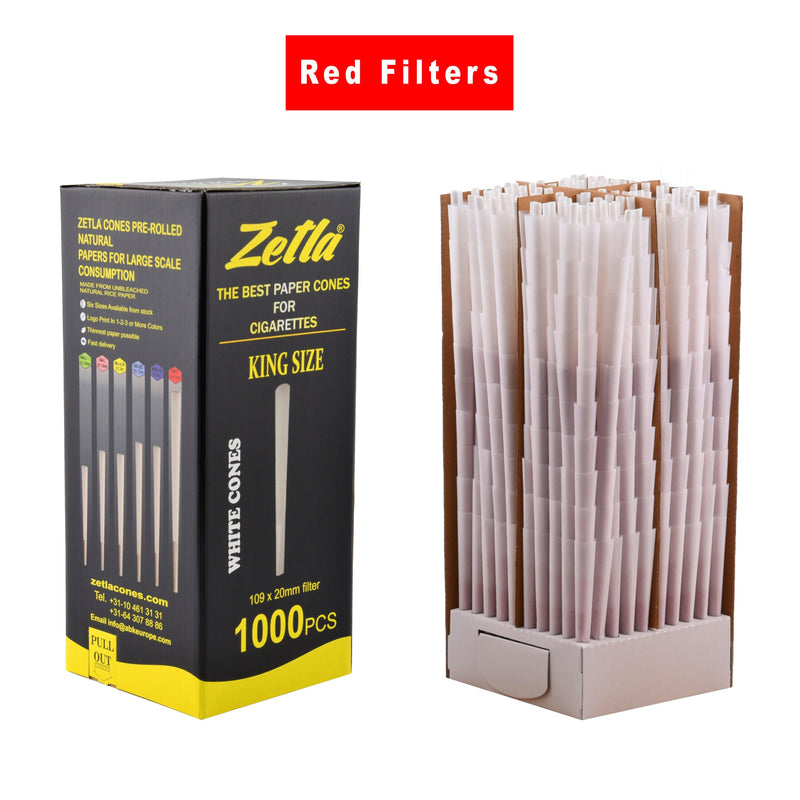 Pre-Rolled Cones Zetla King Size With Red Filters (1000 Pcs)