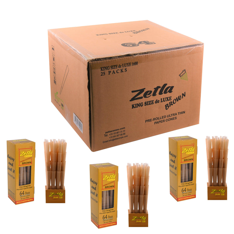 Pre-Rolled Cones Zetla De Luxe Size Brown (64 Pcs) - ABK Europe | Your Partner in Smoking