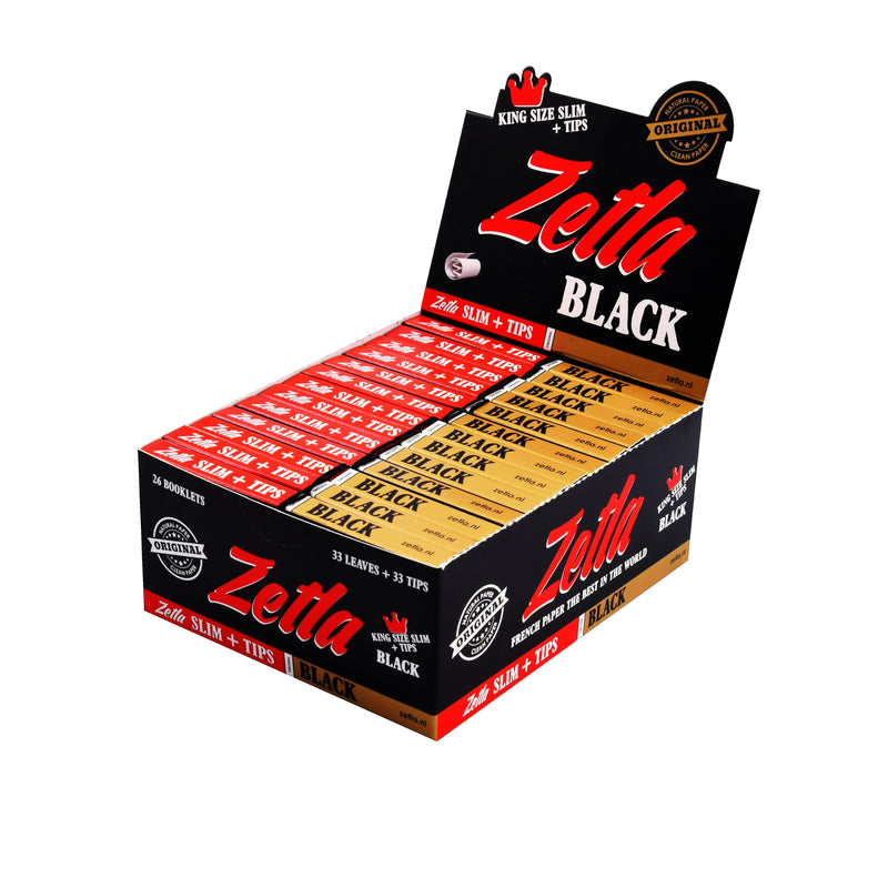Zetla Rolling Papers Black + Filters Slim (26 Packs) - ABK Europe | Your Partner in Smoking