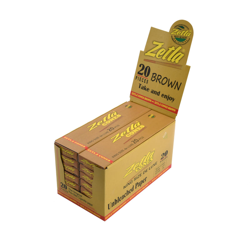 Pre-Rolled Cones Zetla King Size De Luxe Brown 20/14 - ABK Europe | Your Partner in Smoking